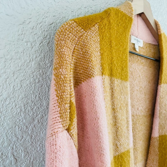 UMGEE Pink & Mustard Buffalo Plaid Long Cardigan - Picture 7 of 12